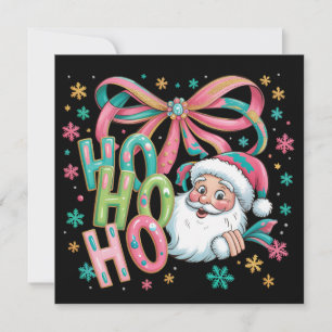 Cartes Pour Fêtes Annuelles Ho Ho Ho Santa Coquette Bow Noël Rétro Festif
