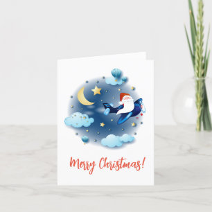 Cartes Pour Fêtes Annuelles Ho ho ho! Santa dans l'avion