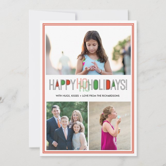 Cartes Pour Fêtes Annuelles Ho Ho Holidays x3 (Devant)