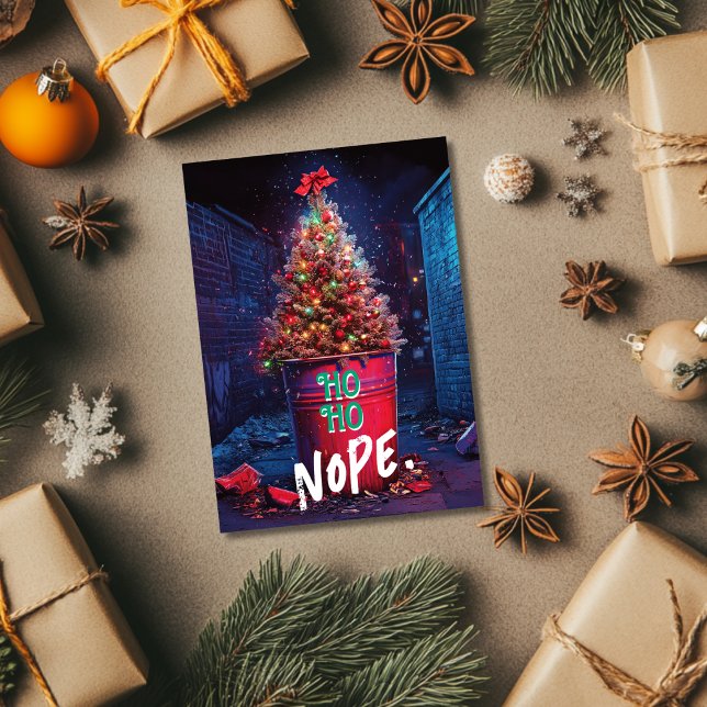 Cartes Pour Fêtes Annuelles Ho Ho Nope Rude Xmas arbre poubelle Sarcastique (Créateur téléchargé)