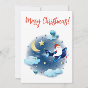 Cartes Pour Fêtes Annuelles Ho ho ! Père Noël dans l'avion