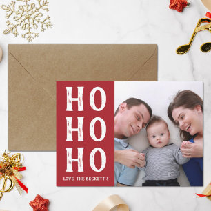 Cartes Pour Fêtes Annuelles HO HO   Photo de Noël moderne