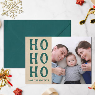 Cartes Pour Fêtes Annuelles HO HO   Rustique Kraft photo de Noël