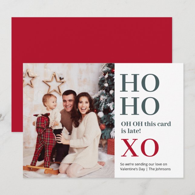 Cartes Pour Fêtes Annuelles Ho Ho XO Valentine's Day (Devant / Derrière)
