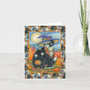 CARTES POUR FÊTES ANNUELLES HOCUS POCUS CHAT NOIR SORCIÈRE & SOURIS HALLOWEEN