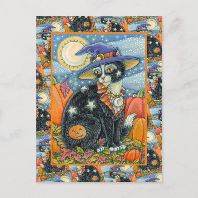 CARTES POUR FÊTES ANNUELLES HOCUS POCUS NOIR CAT WITCH & MOUSE HALLOWEEN (Devant)