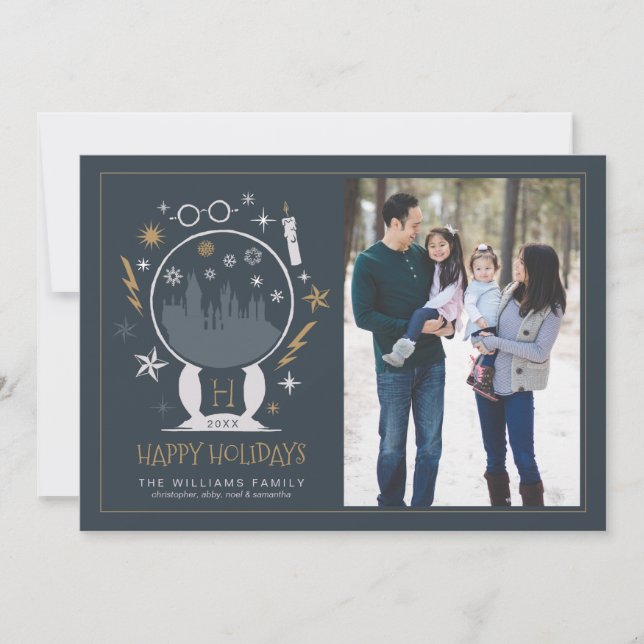 Cartes Pour Fêtes Annuelles HOGWARTS™ Snow Globe - Joyeuses vacances année - P (Devant)