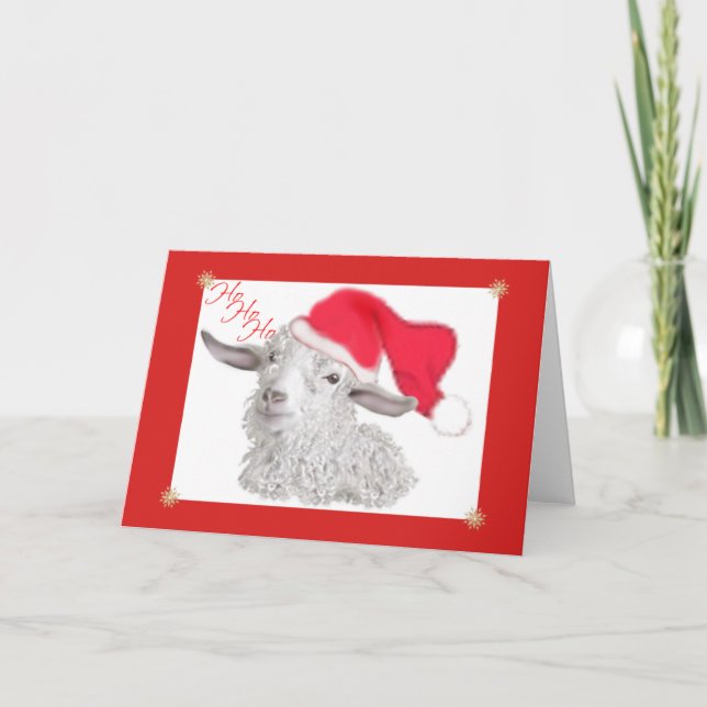 Cartes Pour Fêtes Annuelles HoHoHo Angora Noël de chèvre (Devant)