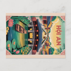 Cartes Pour Fêtes Annuelles Hoi An Vietnam Affiche de Voyage Rétro Art