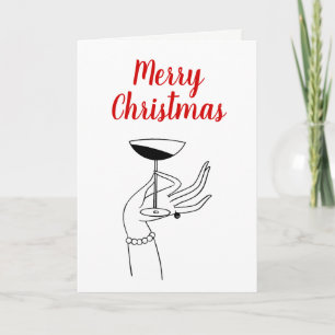 Cartes Pour Fêtes Annuelles Holding Champagne Glass d'art déco de Noël de