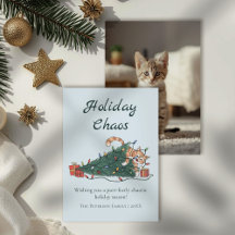 Holiday Chaos Funny Cat Christmas Card