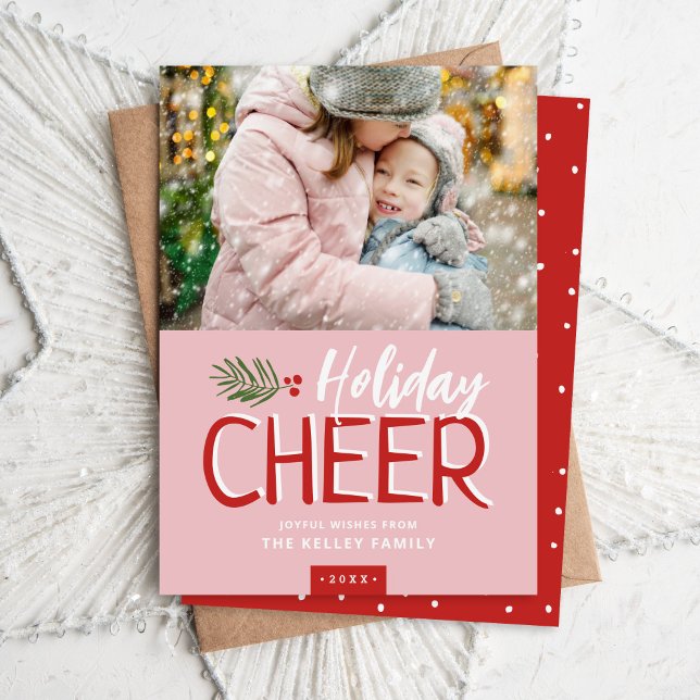 Cartes Pour Fêtes Annuelles Holiday Cheer Christmas Photo Card (Créateur téléchargé)