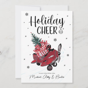 Cartes Pour Fêtes Annuelles HOLIDAY CHEER   Cute Little Red Avion