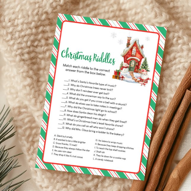 Cartes Pour Fêtes Annuelles Holiday Christmas Party Christmas Riddles Game (Christmas Party Games)