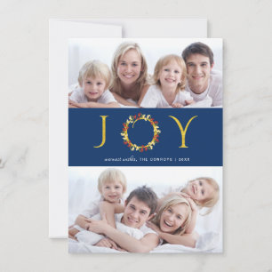 Cartes Pour Fêtes Annuelles Holiday Joy Gold Faux Foil Salutation 2 photos