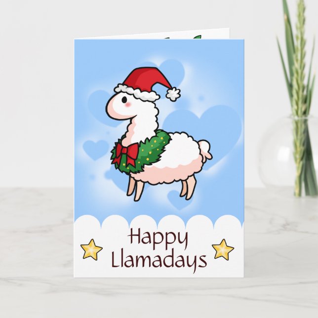 Cartes Pour Fêtes Annuelles Holiday Llama Elf (Devant)