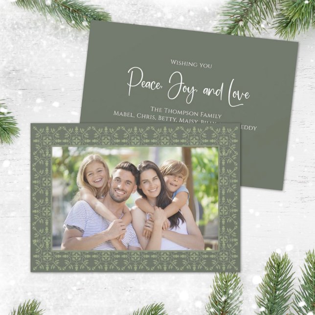 Cartes Pour Fêtes Annuelles Holiday Peace Jove Love Green Snowflake 1 Photo (Créateur téléchargé)