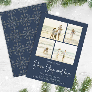 Cartes Pour Fêtes Annuelles Holiday Peace Joy Love Elegant Snowflakes 4 Photo