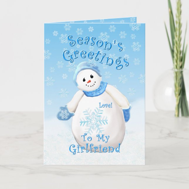 Cartes Pour Fêtes Annuelles Holiday Snowman Love for Girlfriend Card (Devant)