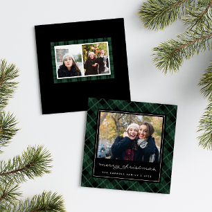 Cartes Pour Fêtes Annuelles Holiday Tartan   Rustic Plaid Square Photo Card