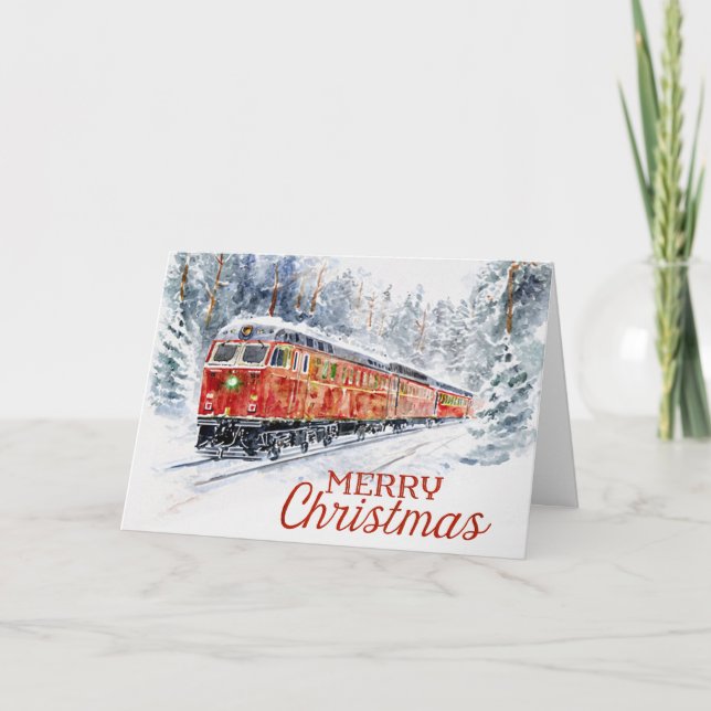 Cartes Pour Fêtes Annuelles Holiday Train Through Snowy Woods Christmas Card (Devant)