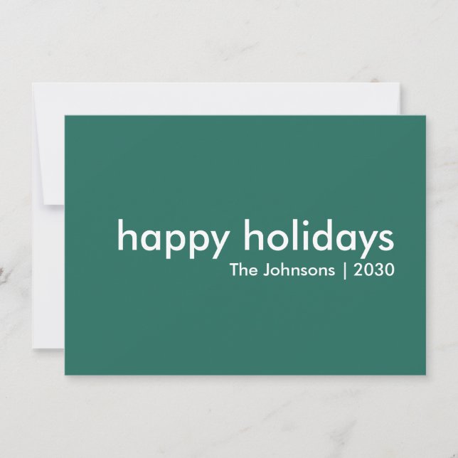 Cartes Pour Fêtes Annuelles Holidays | Simple Forest Green (Devant)