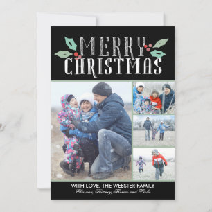 Cartes Pour Fêtes Annuelles Hollies moderne 4 Photo Noël