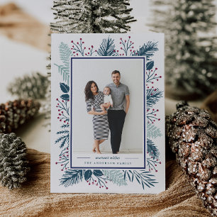 Cartes Pour Fêtes Annuelles Holly and Pine   Warmest Wishes