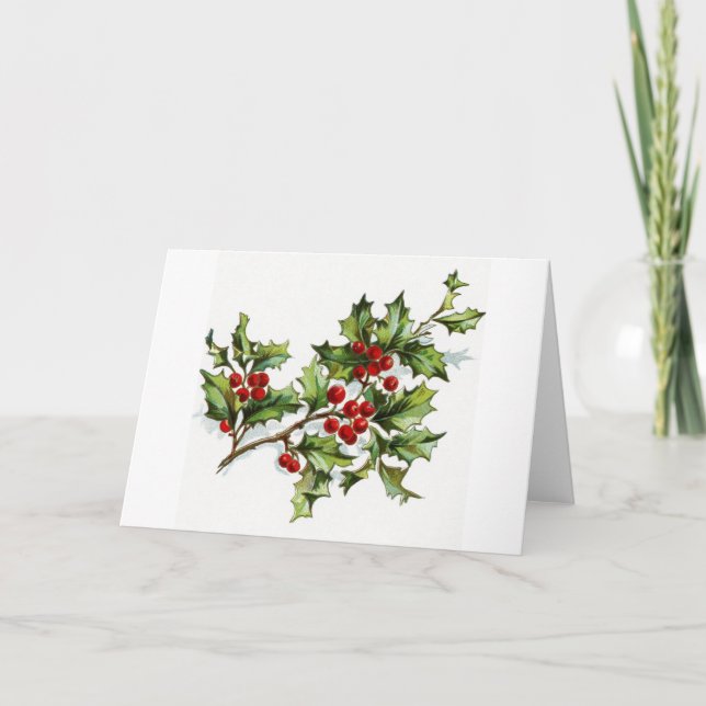 Cartes Pour Fêtes Annuelles Holly Berries 001 (Devant)