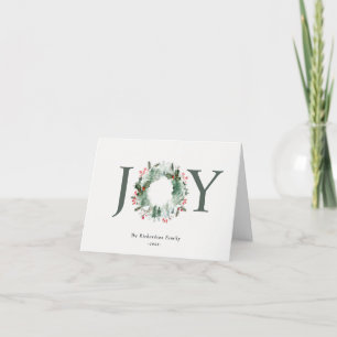 Cartes Pour Fêtes Annuelles Holly Berries Pine Tree Joie Noël Wreath