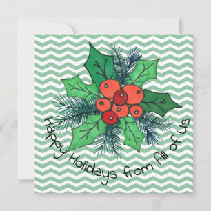 Cartes Pour Fêtes Annuelles Holly Berries sur Chevron