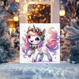 Cartes Pour Fêtes Annuelles Holly Berry Bliss Unicorn