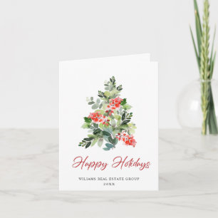 Cartes Pour Fêtes Annuelles Holly Berry Christmas Tree Salutation d'entreprise