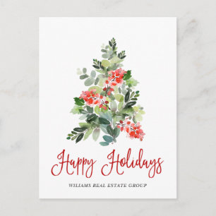 Cartes Pour Fêtes Annuelles Holly Berry Christmas Tree Salutation Entreprise