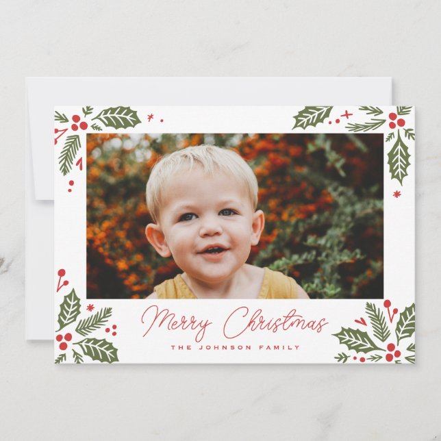 Cartes Pour Fêtes Annuelles Holly Berry Corners Photo (Devant)
