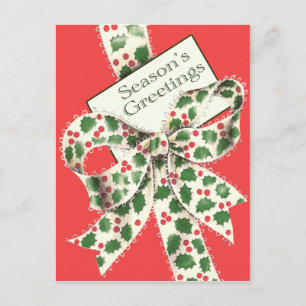 Cartes Pour Fêtes Annuelles Holly Bow - Bonnes Fêtes