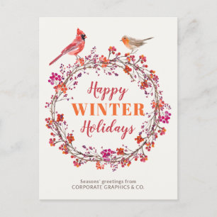 Cartes Pour Fêtes Annuelles Holly Christmas couronne moderne élégante entrepri