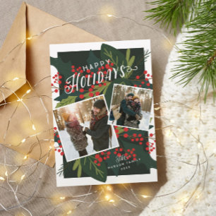 Cartes Pour Fêtes Annuelles Holly Days Berry Tilted 2 Photos