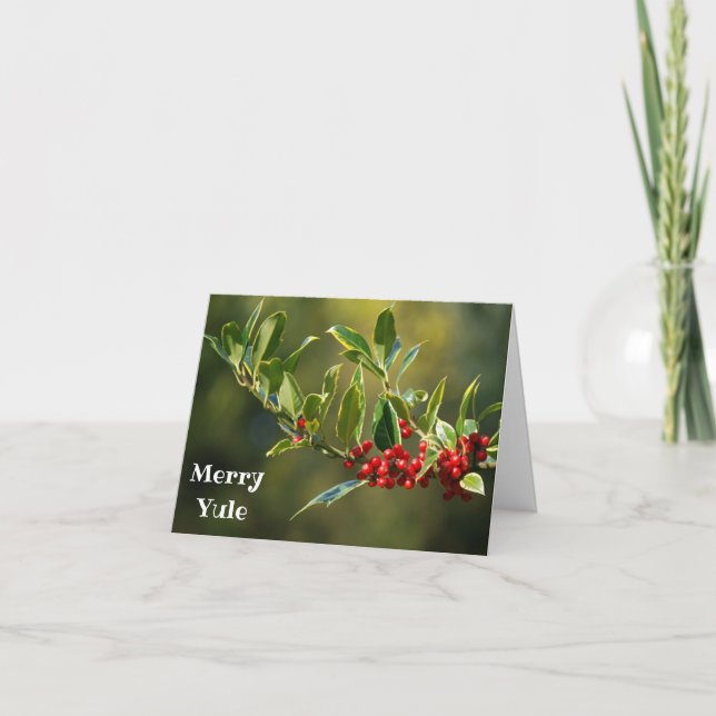 Cartes Pour Fêtes Annuelles Holly et baies - Yule (Devant)