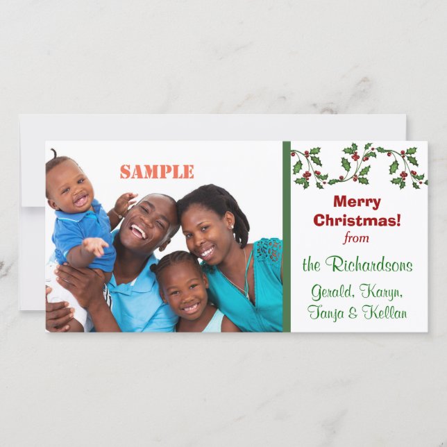 Cartes Pour Fêtes Annuelles Holly et Berries Holiday (Devant)