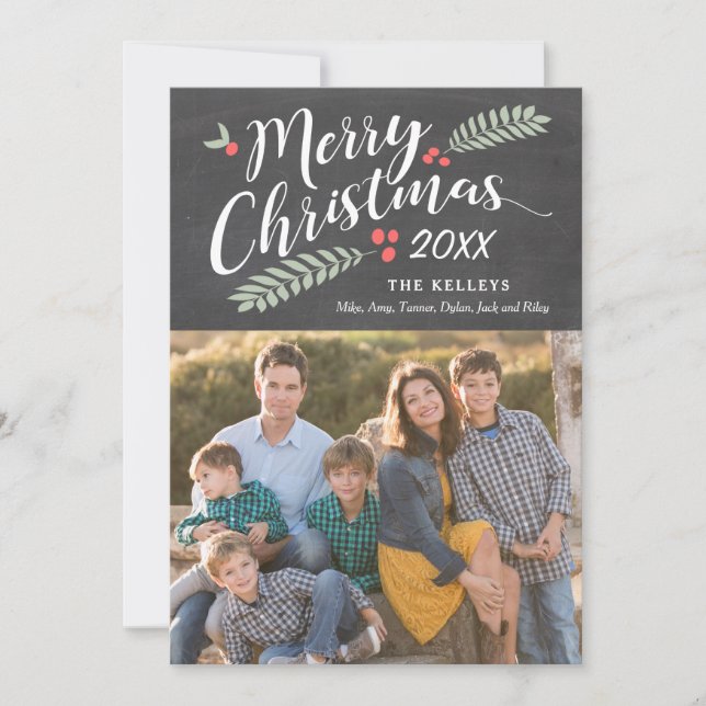 Cartes Pour Fêtes Annuelles Holly et Berries Joyeux Noël (Devant)