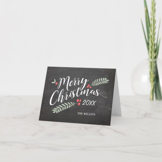 Cartes Pour Fêtes Annuelles Holly et Berries Joyeux Noël (Devant)