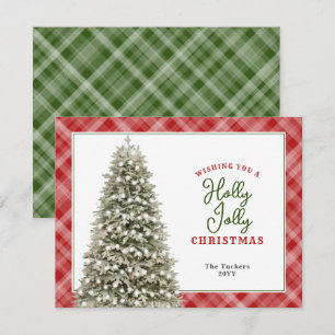 Cartes Pour Fêtes Annuelles Holly Jolly Aquarelle Arbre Plaid Noël