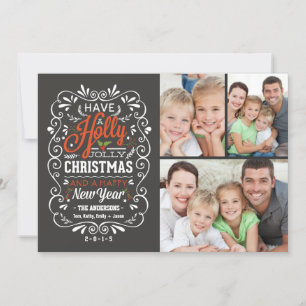 Cartes Pour Fêtes Annuelles Holly Jolly Christmas Chalkboard