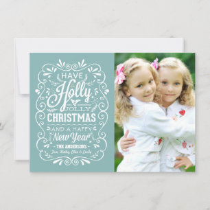 Cartes Pour Fêtes Annuelles Holly Jolly Christmas Winter Blue Photo Card
