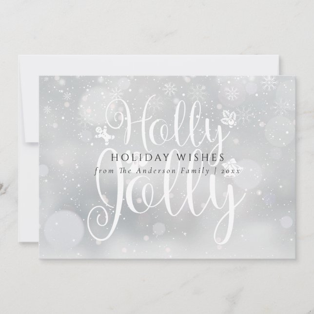 Cartes Pour Fêtes Annuelles Holly Jolly Hiver Frost Snowflakes Noël (Devant)