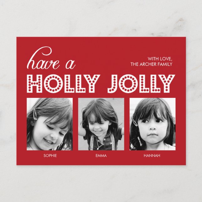 Cartes Pour Fêtes Annuelles Holly Jolly Holiday Photo Card (Devant)