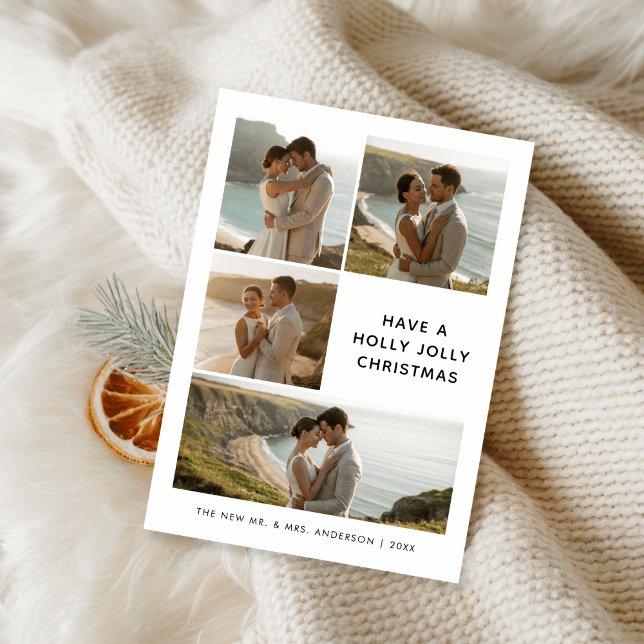 Cartes Pour Fêtes Annuelles Holly Jolly Nouvelle mariée Noël Côte 4 Photo (Créateur téléchargé)