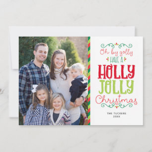 Cartes Pour Fêtes Annuelles Holly Jolly Photo de Noël Rouge Vert