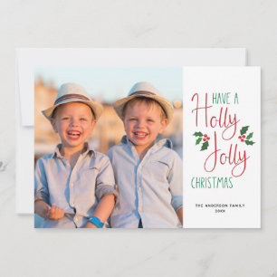Cartes Pour Fêtes Annuelles Holly Jolly Photo manuscrite de Noël